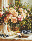 Cross Stitch Kit Luca-S GOLD - Vase with Roses and Blueberries, B719