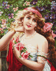 Cross Stitch Kit Luca - S - Beautiful Girl With Roses, B549 - Luca - S Yarns