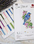 Cross Stitch Kit Luca - S - Blue bird on the branch, B1198 - Luca - S Yarns