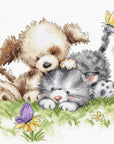 Cross Stitch Kit Luca - S - Dog and Cat with Butterfly, B1185 - Luca - S Yarns