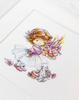 Cross Stitch Kit Luca - S - Little girl with a kitten and a cake, B1054 - Luca - S Yarns