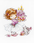 Cross Stitch Kit Luca - S - Little girl with a kitten and a cake, B1054 - Luca - S Yarns