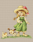 Cross Stitch Kit Luca - S - Little girl with a puppy and a kitten, B1104 - Luca - S Yarns