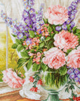 Cross Stitch Kit Luca - S - Roses and Delphiniums, BU4016 - Luca - S Yarns