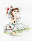 Cross Stitch Kit Luca - S - The girl making cross stitch, B1059 - Luca - S Yarns
