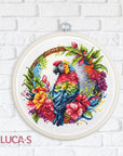Cross Stitch Kit with Hoop Included Luca - S - The Tropical Parrot, BC201 - Luca - S Yarns