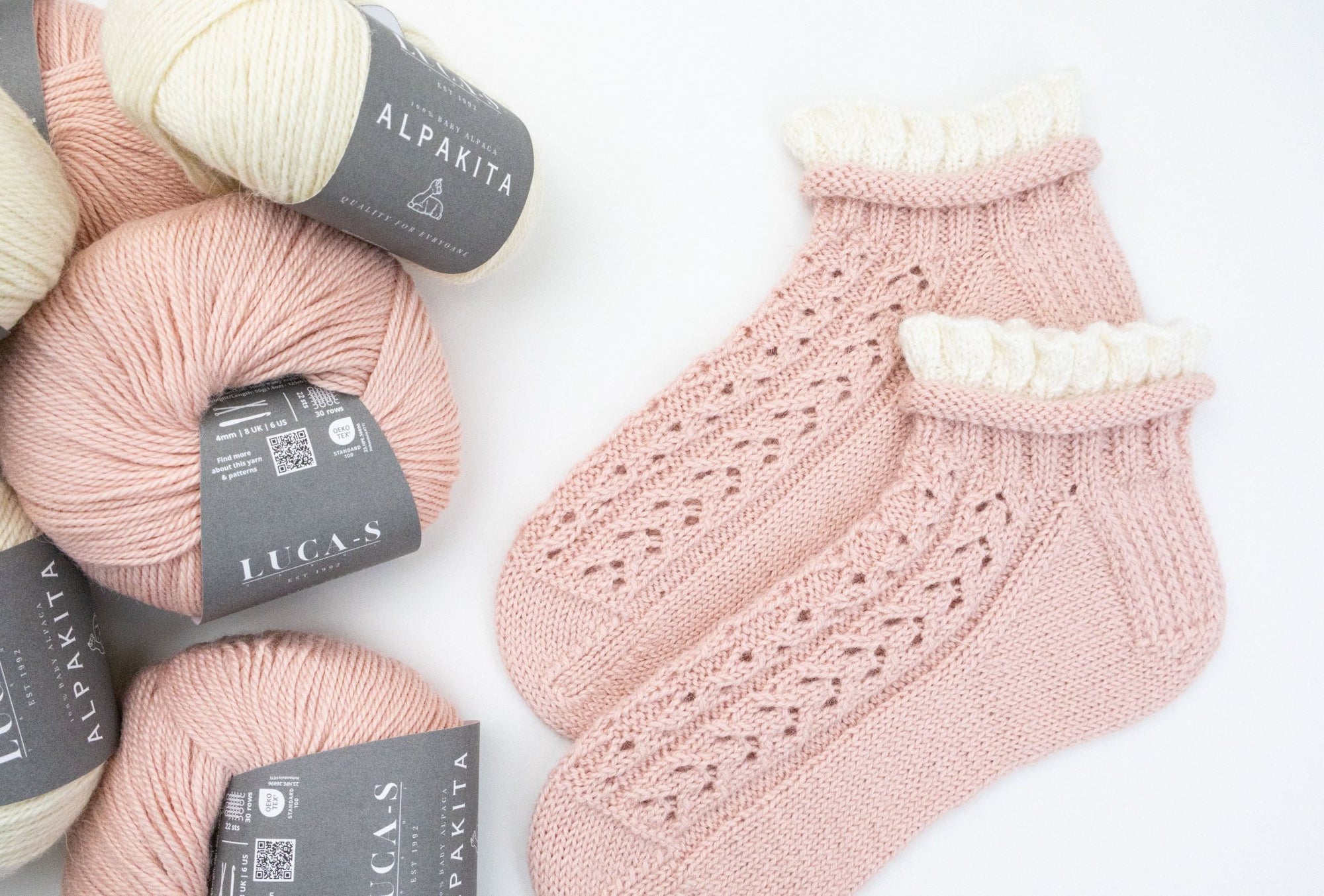 Blush Lace Ankle Socks - Luca - S Yarns