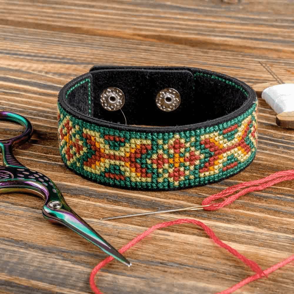 Bracelet Needlecraft Kit - Cross Stitch Kits on Leather - Luca - S Yarns