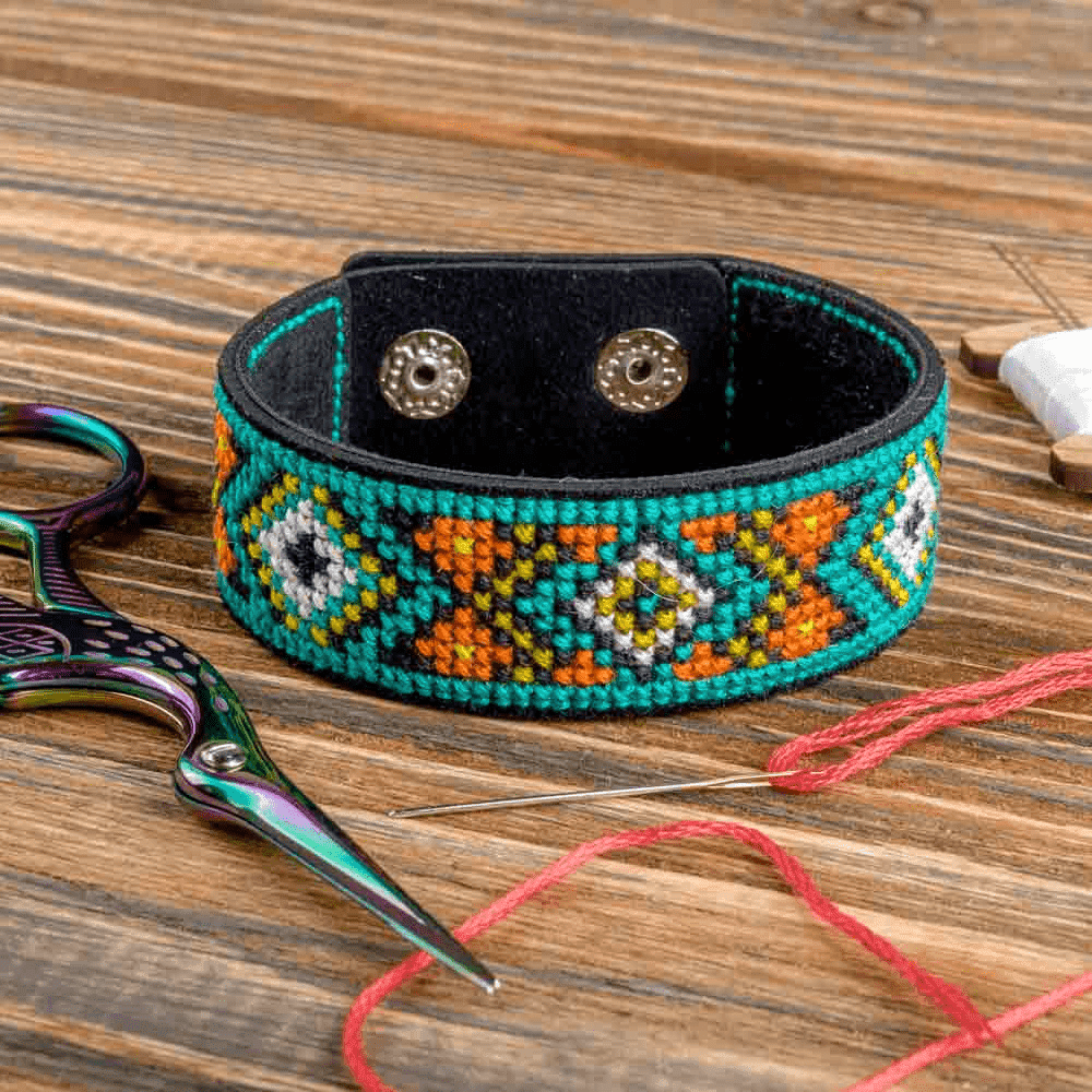Bracelet Needlecraft Kit - Cross Stitch Kits on Leather - Luca - S Yarns