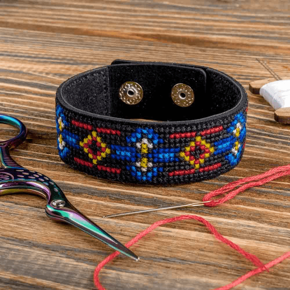 Bracelet Needlecraft Kit - Cross Stitch Kits on Leather - Luca - S Yarns
