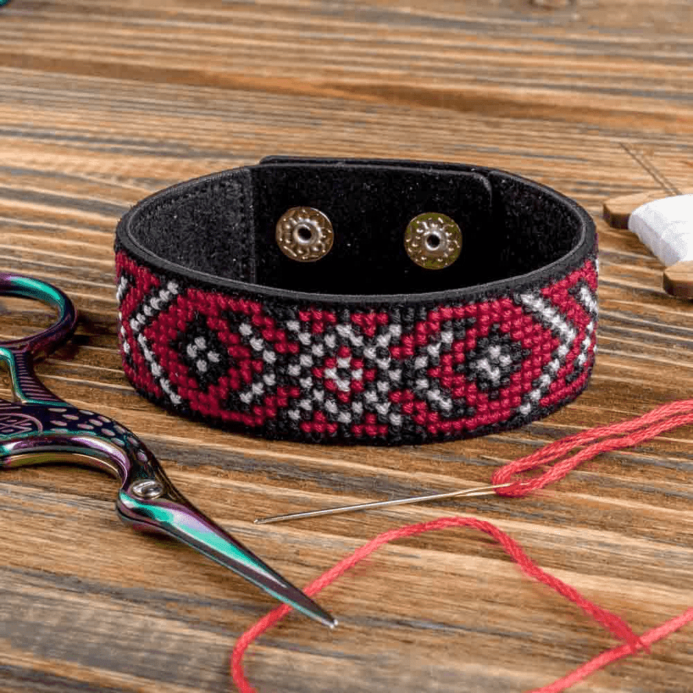 Bracelet Needlecraft Kit - Cross Stitch Kits on Leather - Luca - S Yarns