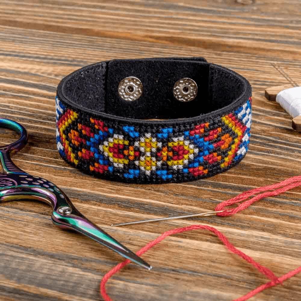 Bracelet Needlecraft Kit - Cross Stitch Kits on Leather - Luca - S Yarns