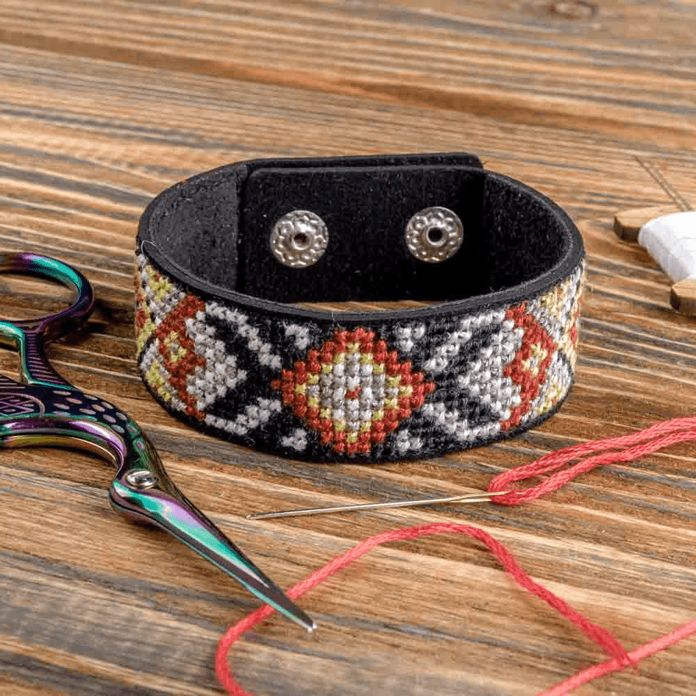 Bracelet Needlecraft Kit - Cross Stitch Kits on Leather - Luca - S Yarns