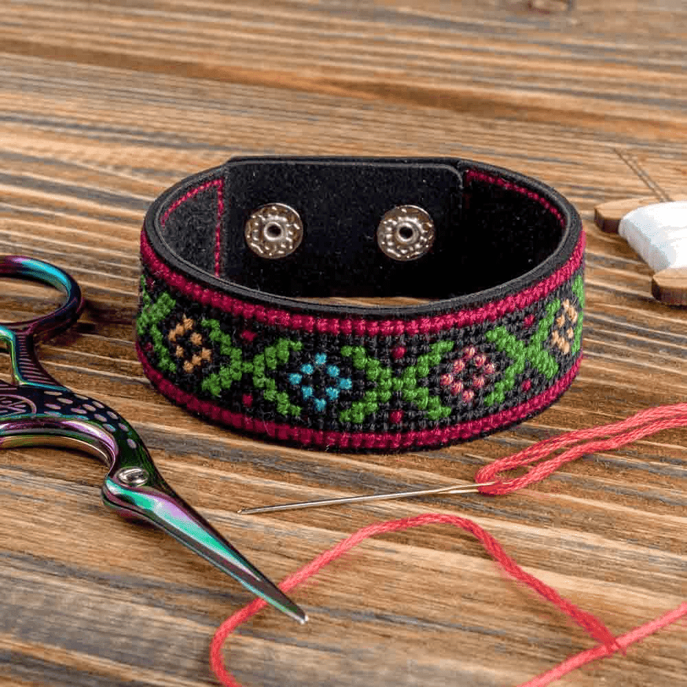 Bracelet Needlecraft Kit - Cross Stitch Kits on Leather - Luca - S Yarns