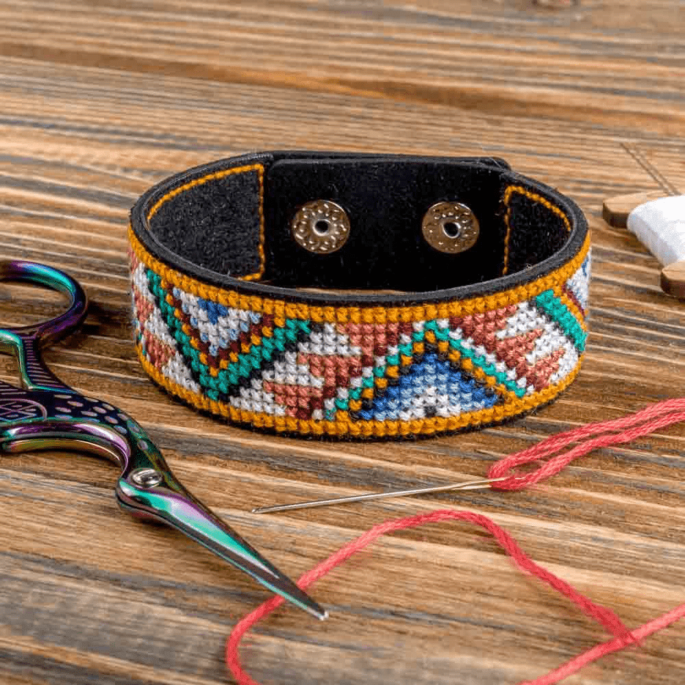 Bracelet Needlecraft Kit - Cross Stitch Kits on Leather - Luca - S Yarns