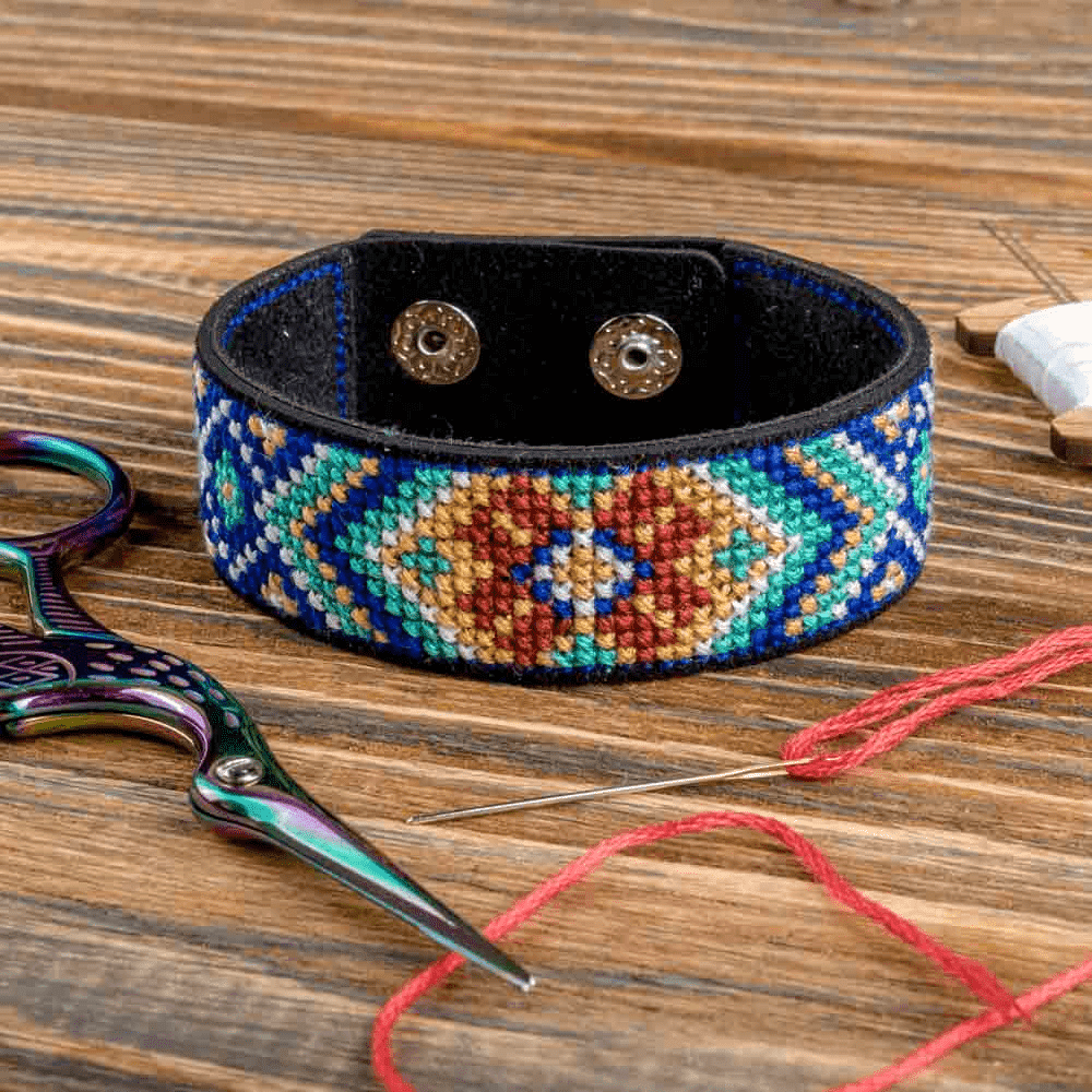 Bracelet Needlecraft Kit - Cross Stitch Kits on Leather - Luca - S Yarns