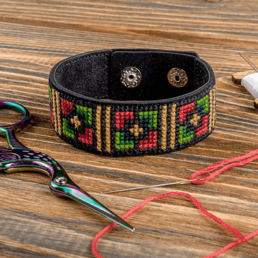 Bracelet Needlecraft Kit - Cross Stitch Kits on Leather - Luca - S Yarns