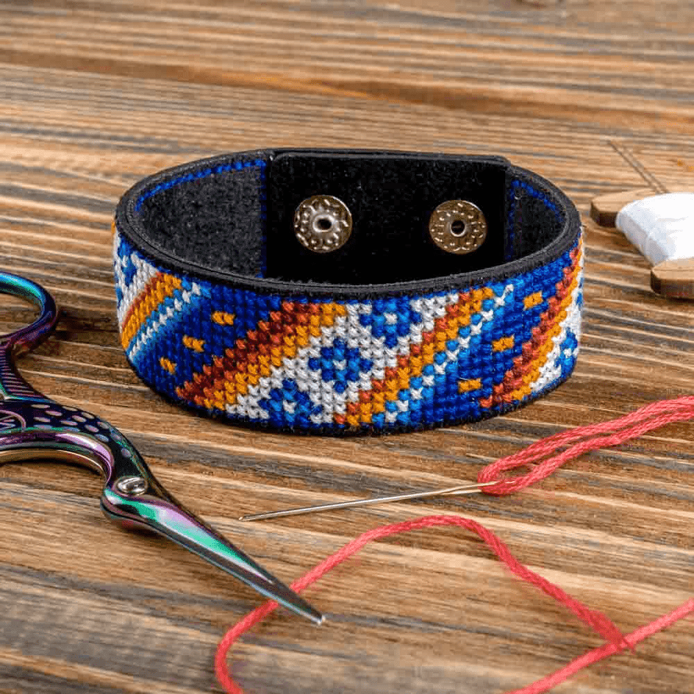 Bracelet Needlecraft Kit - Cross Stitch Kits on Leather - Luca - S Yarns