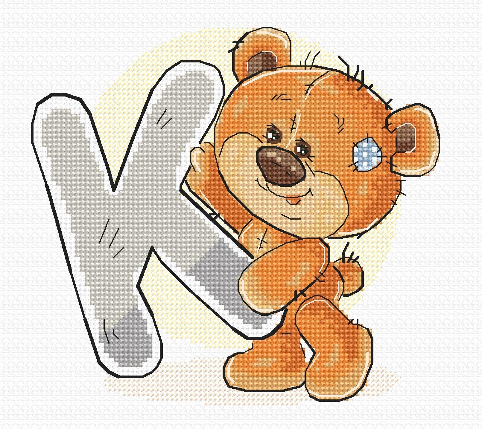 Cross Stitch Kit Alphabet - Luca - S Kit - Letter „K” B1212 - Luca - S Yarns