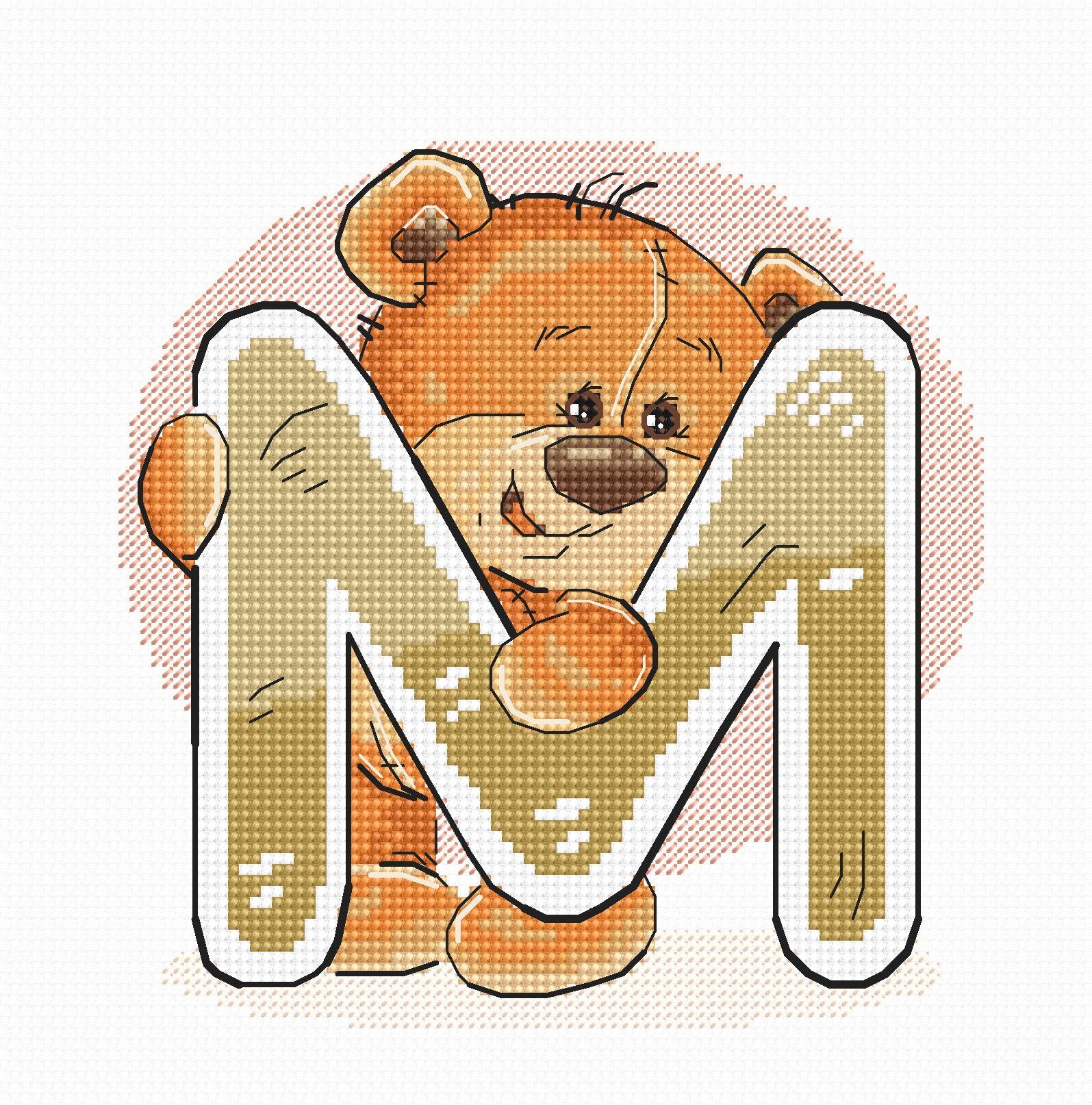 Cross Stitch Kit Alphabet - Luca - S Kit - Letter „M” B1214 - Luca - S Yarns
