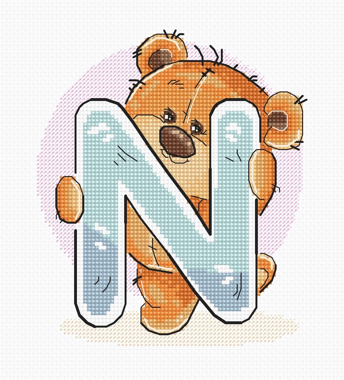 Cross Stitch Kit Alphabet - Luca - S Kit - Letter „N” B1215 - Luca - S Yarns