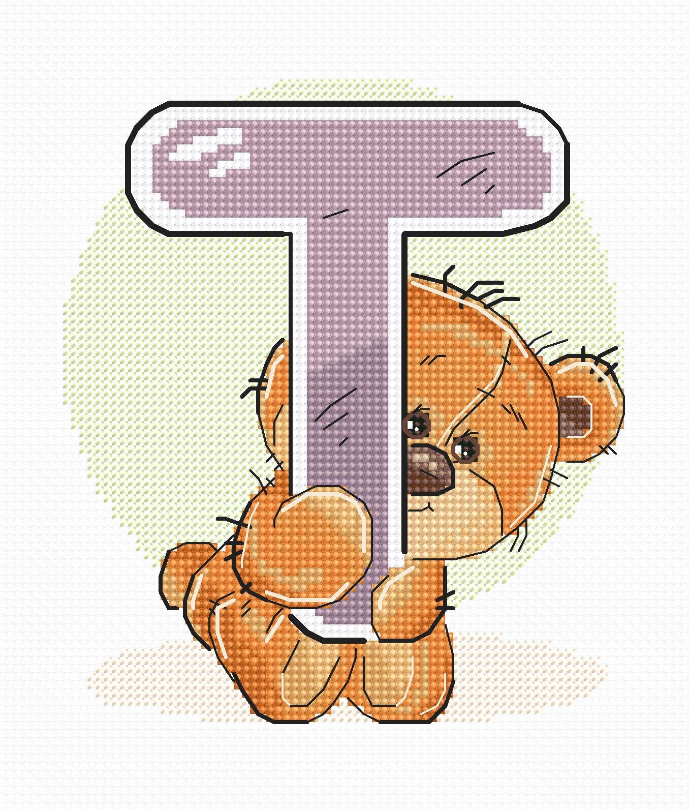 Cross Stitch Kit Alphabet - Luca - S Kit - Letter „T” B1221 - Luca - S Yarns
