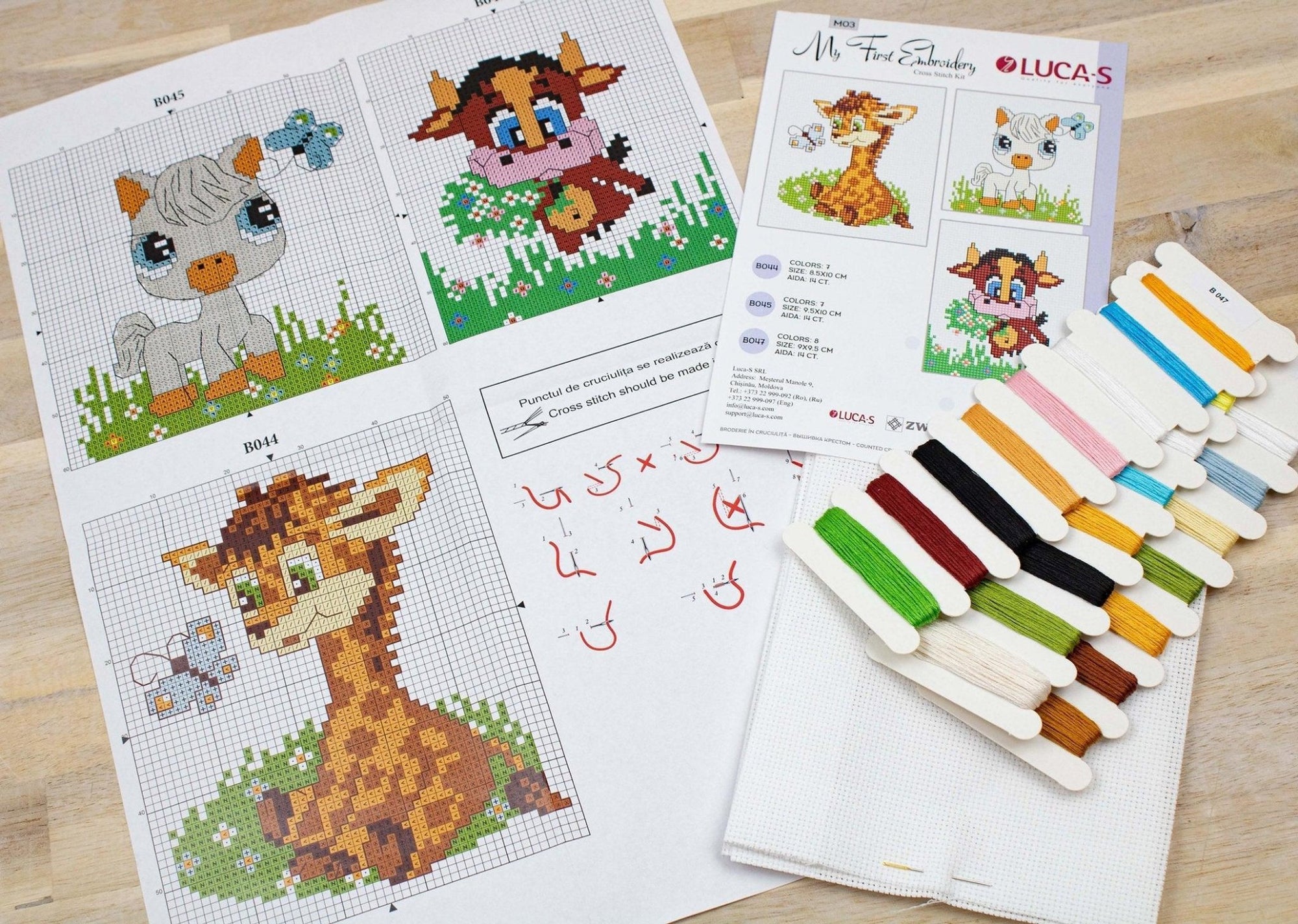 Cross Stitch Kit for Beginners - Kids Embroidery Kit M03 - Luca - S Yarns