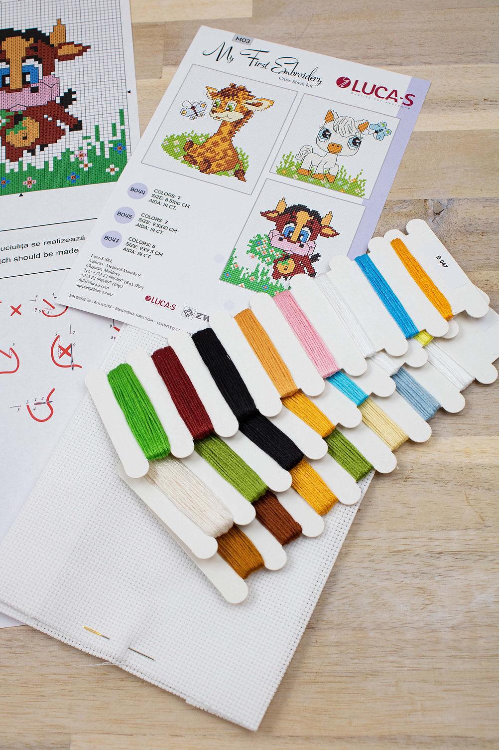 Cross Stitch Kit for Beginners - Kids Embroidery Kit M03 - Luca - S Yarns