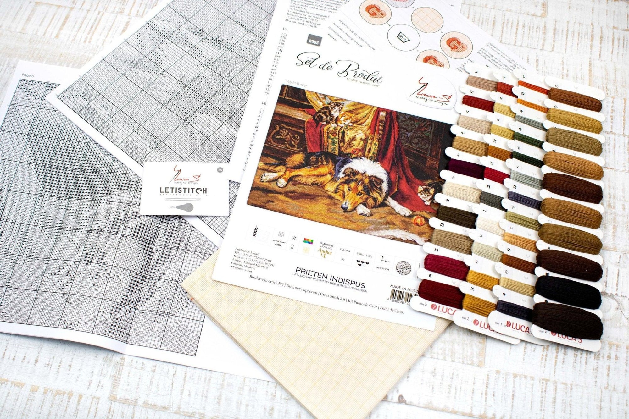 Cross Stitch Kit Luca - S - A Reluctant Companion, B585 - Luca - S Yarns