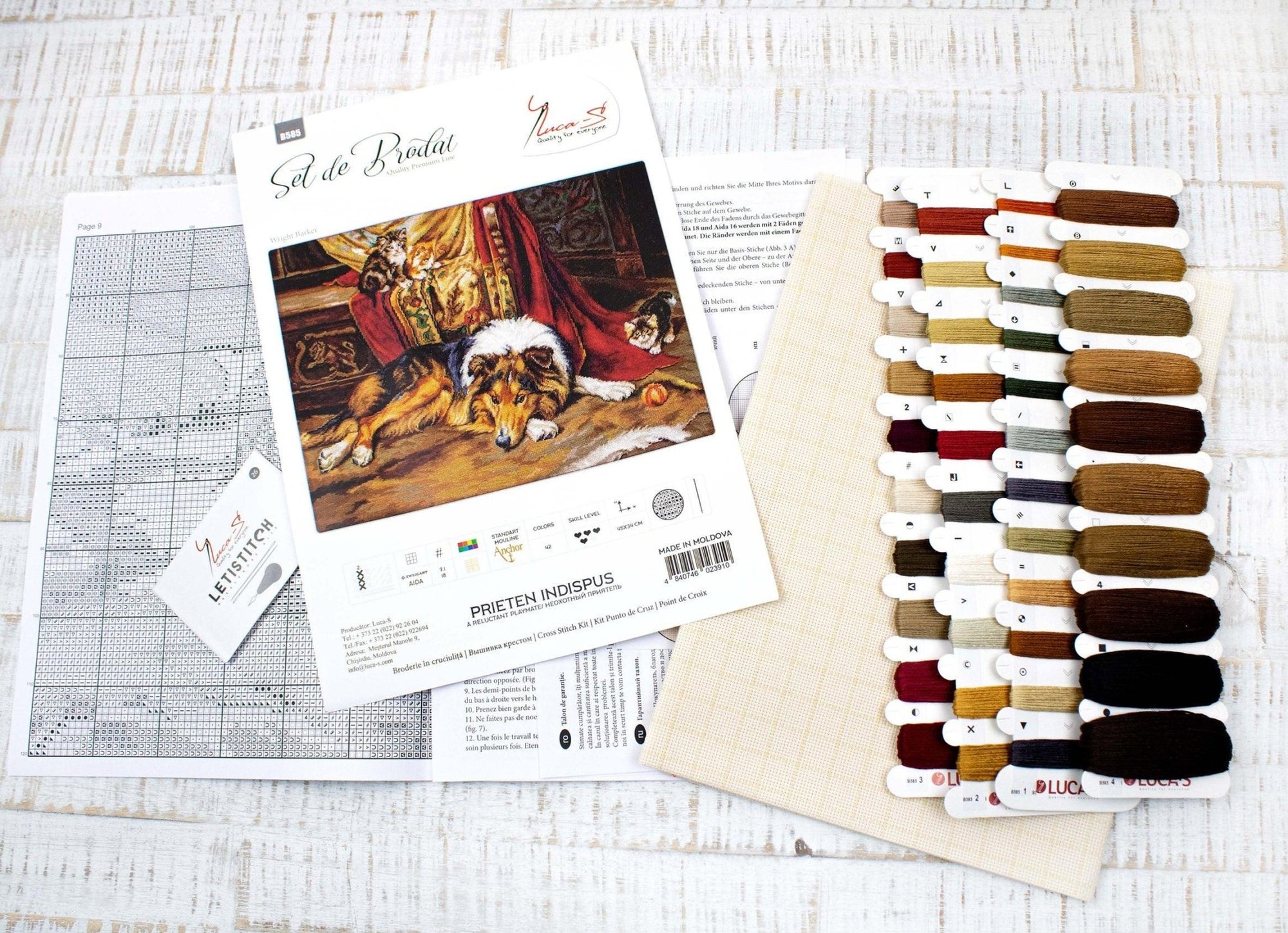 Cross Stitch Kit Luca - S - A Reluctant Companion, B585 - Luca - S Yarns