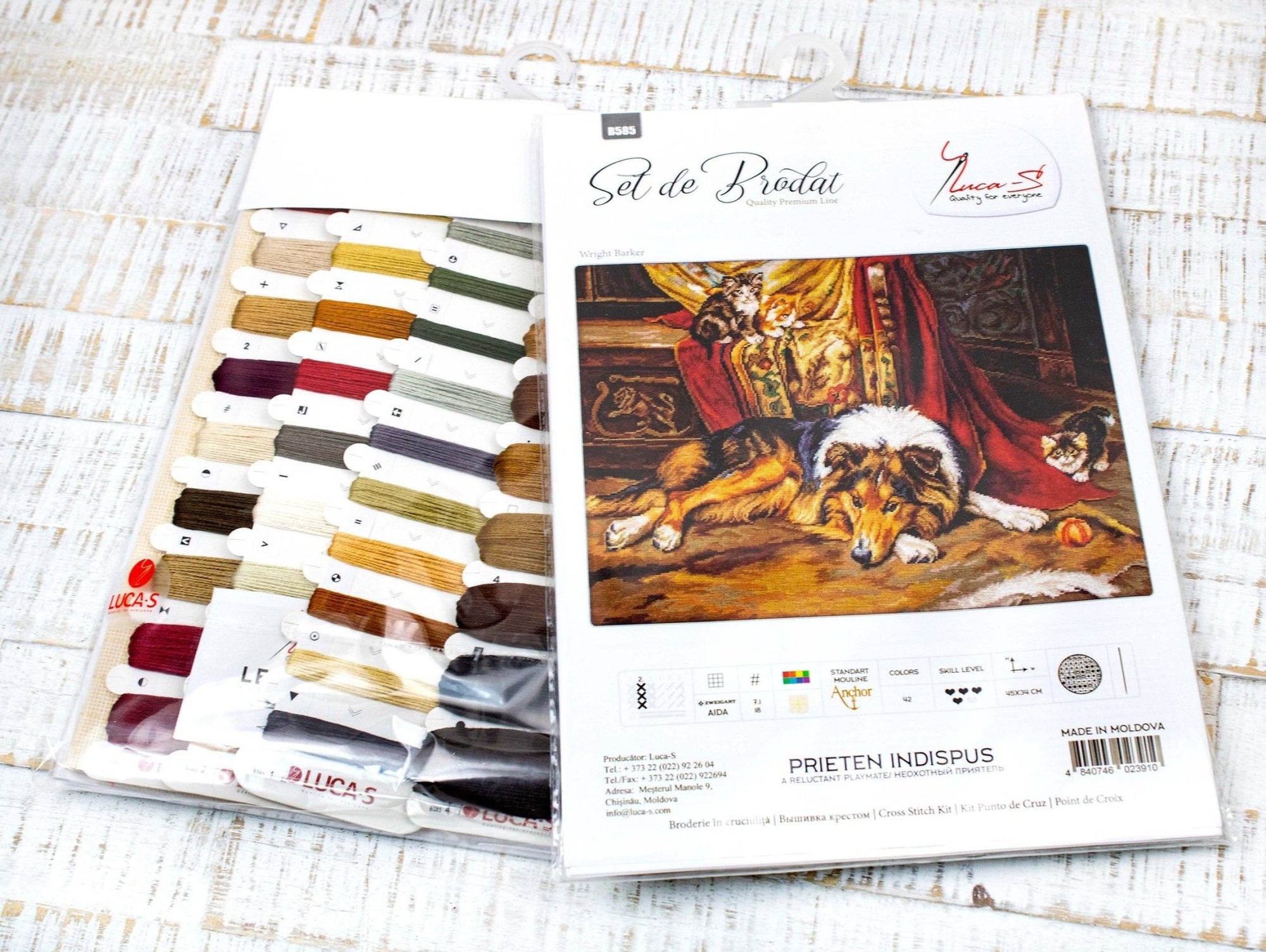 Cross Stitch Kit Luca - S - A Reluctant Companion, B585 - Luca - S Yarns