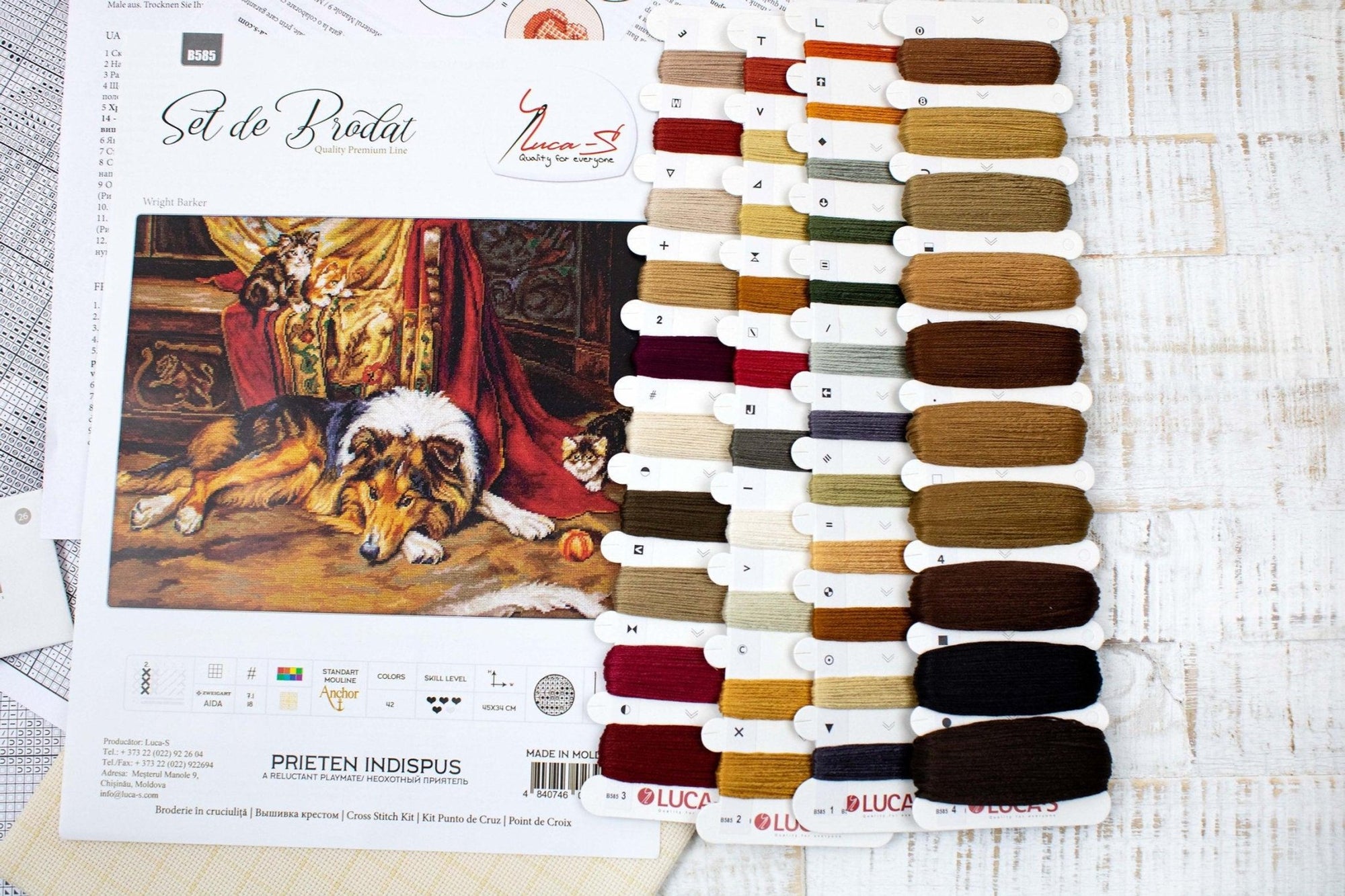 Cross Stitch Kit Luca - S - A Reluctant Companion, B585 - Luca - S Yarns