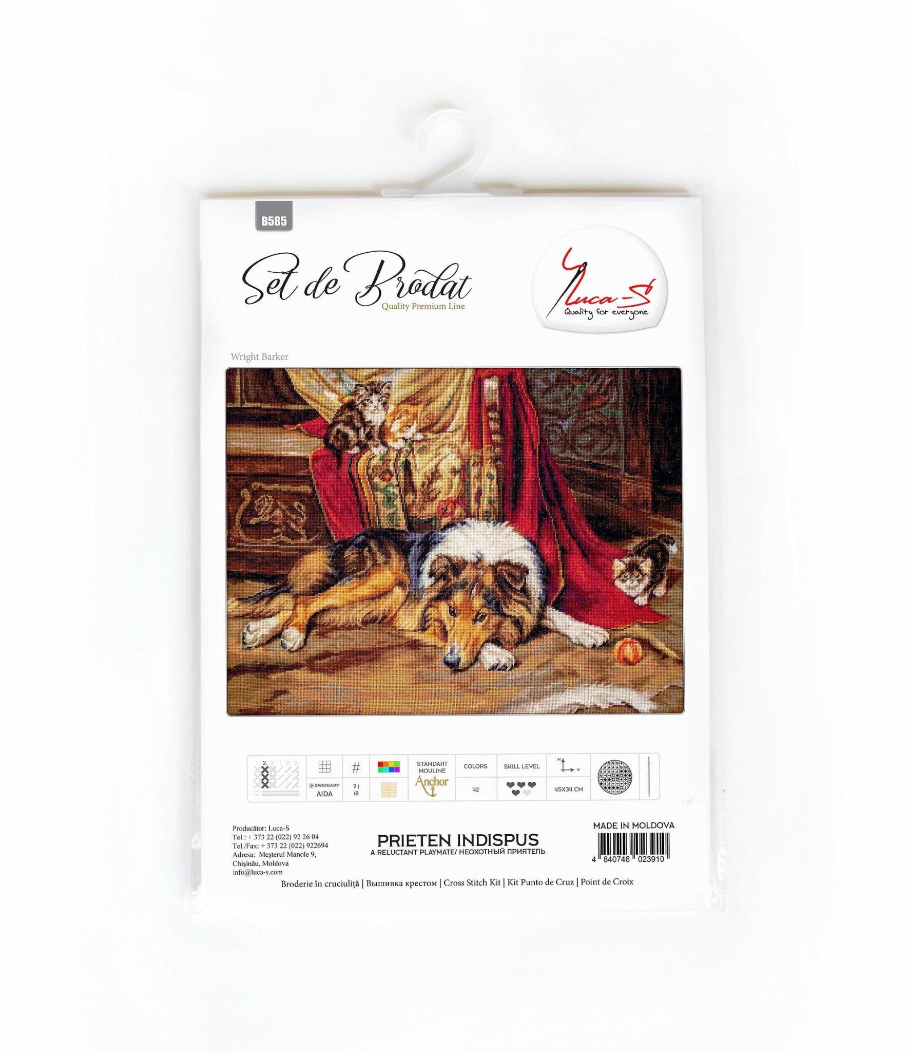 Cross Stitch Kit Luca - S - A Reluctant Companion, B585 - Luca - S Yarns