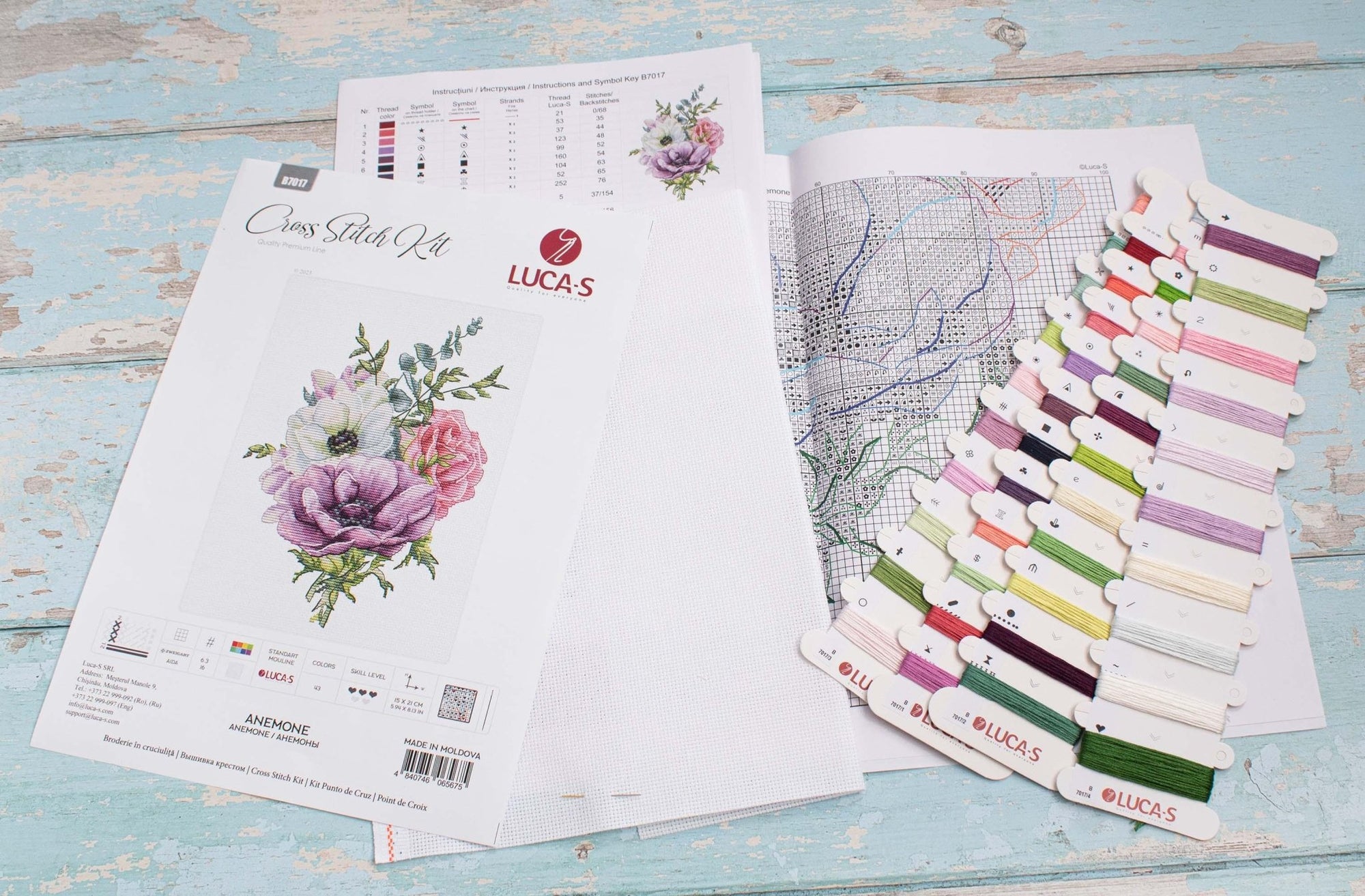 Cross Stitch Kit Luca - S - Anemone, B7017 - Luca - S Yarns