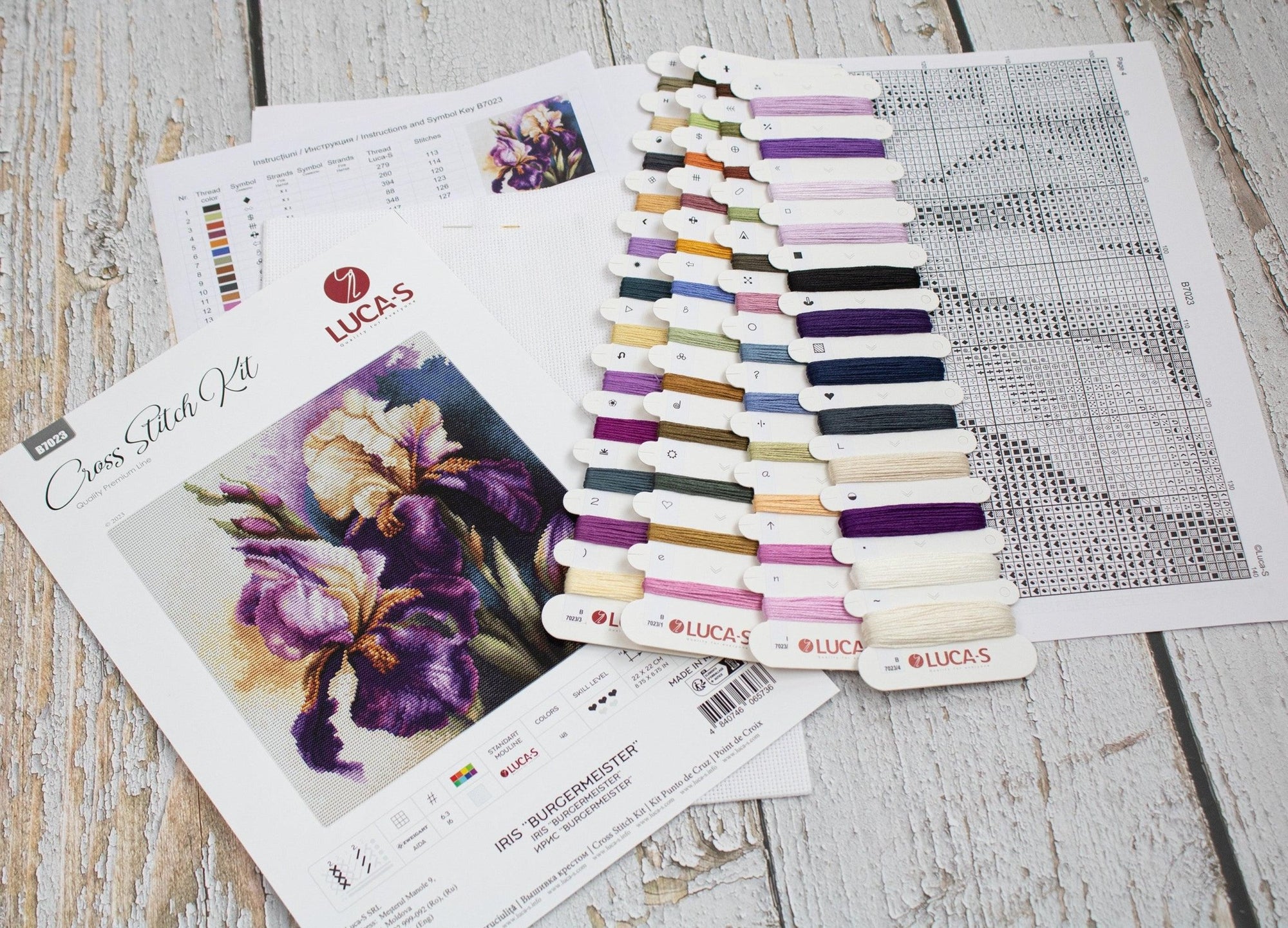 Cross Stitch Kit Luca - S - B7023, Iris “Burgermeister” - Luca - S Yarns