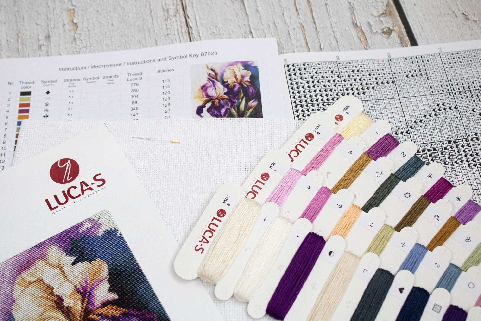 Cross Stitch Kit Luca - S - B7023, Iris “Burgermeister” - Luca - S Yarns
