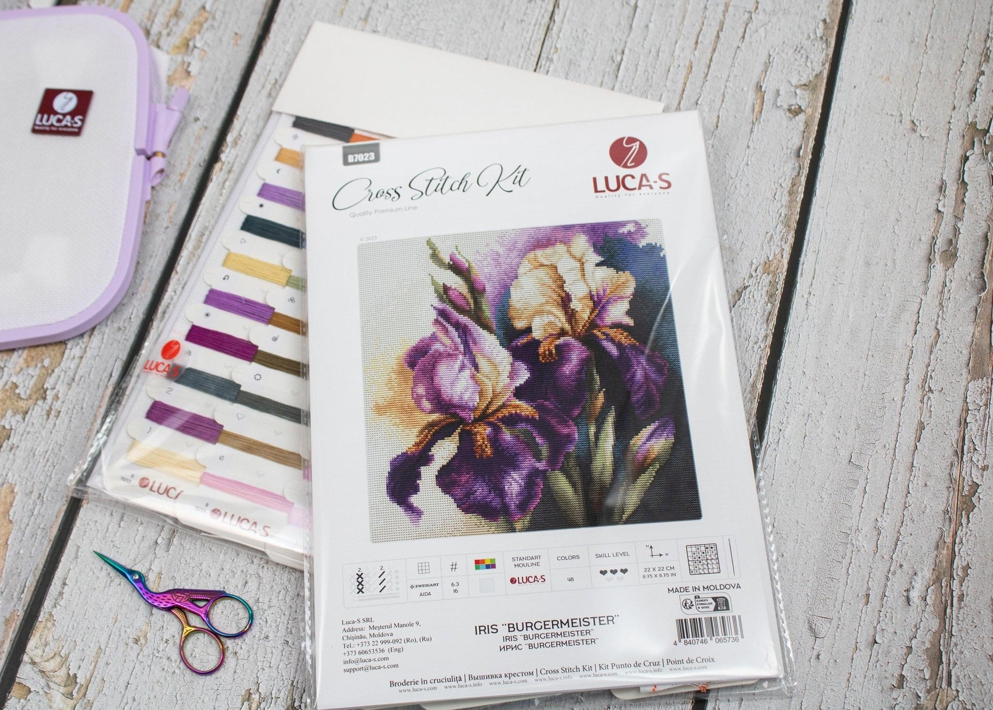 Cross Stitch Kit Luca - S - B7023, Iris “Burgermeister” - Luca - S Yarns
