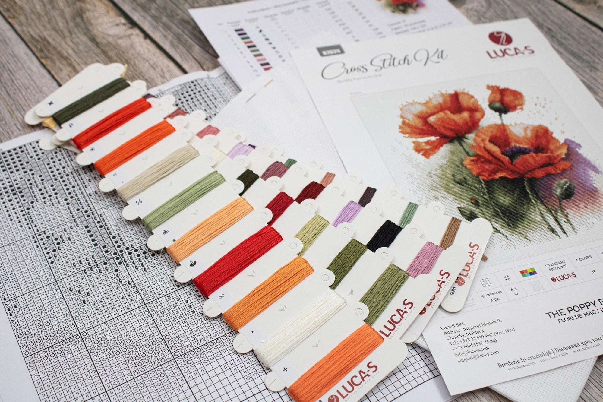 Cross Stitch Kit Luca - S - B7024, The Poppy Flowers - Luca - S Yarns