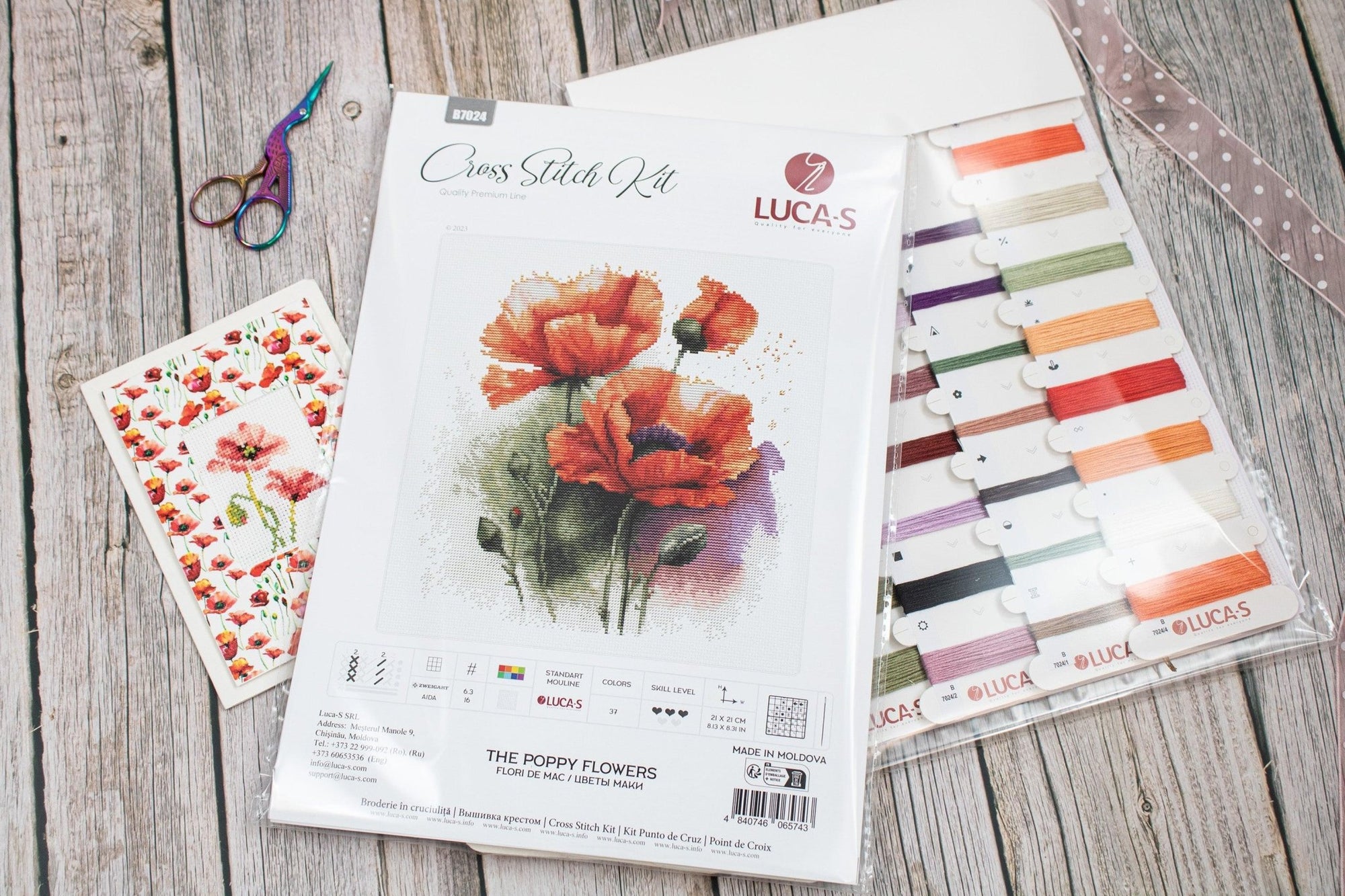 Cross Stitch Kit Luca - S - B7024, The Poppy Flowers - Luca - S Yarns