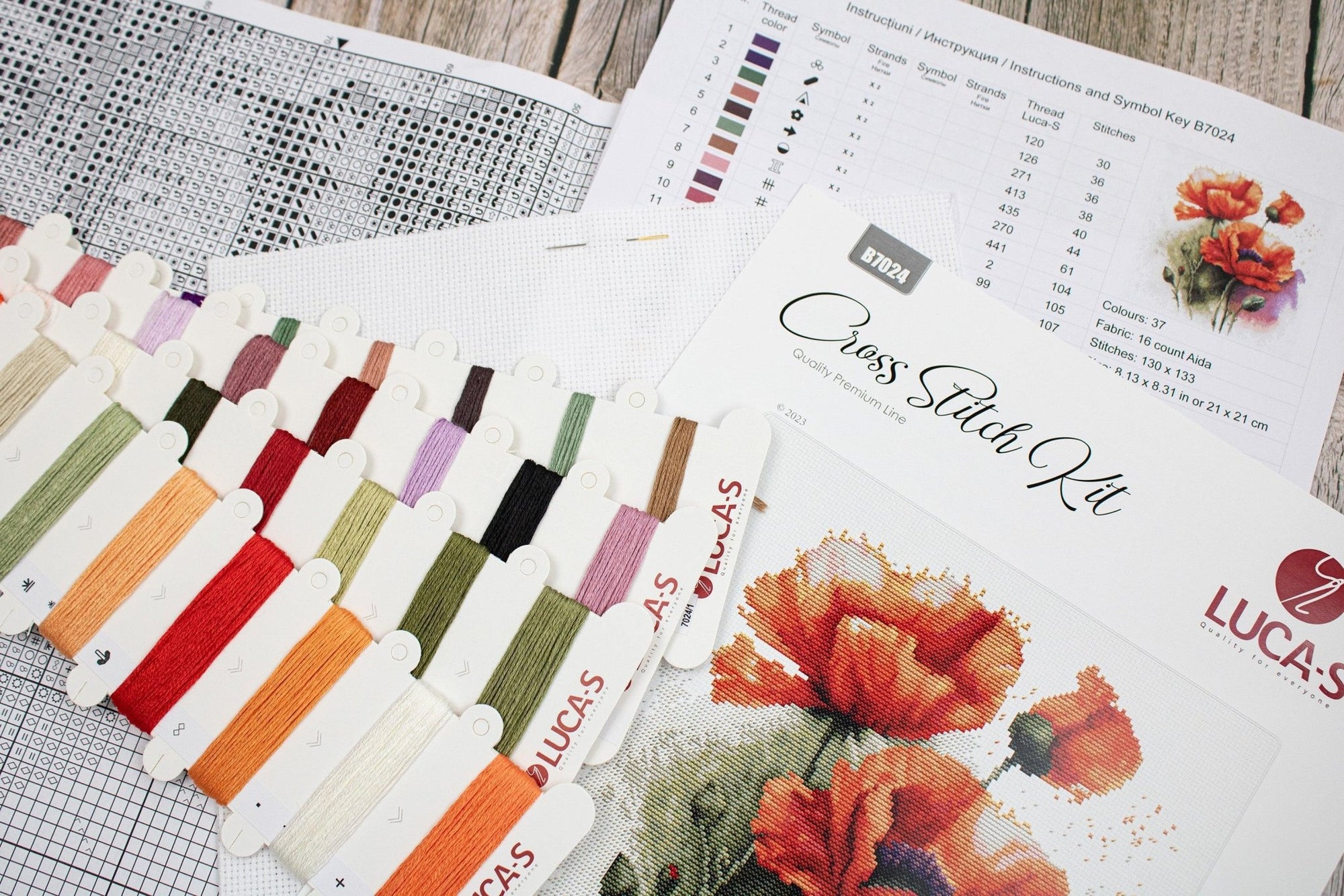 Cross Stitch Kit Luca - S - B7024, The Poppy Flowers - Luca - S Yarns