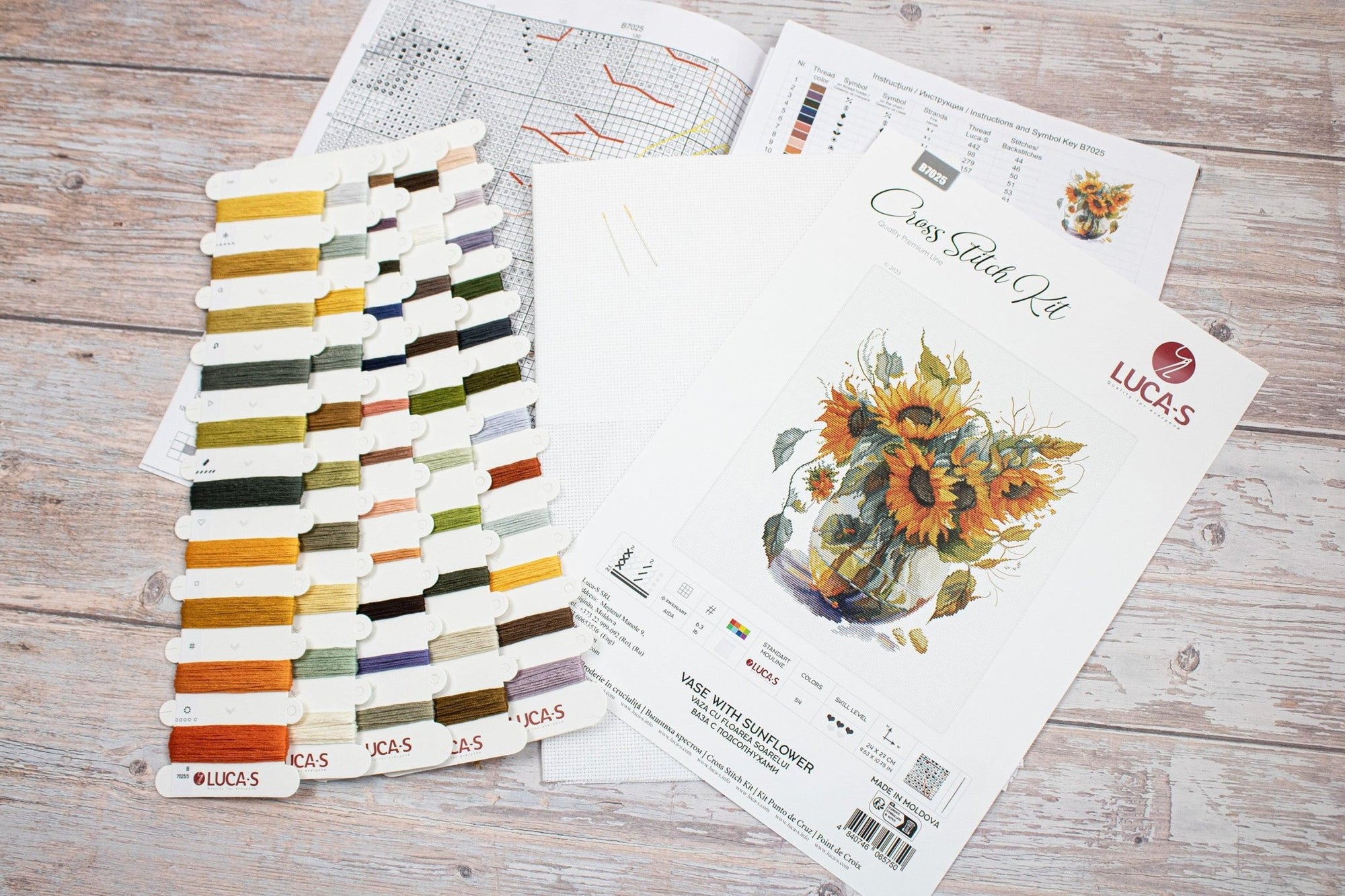 Cross Stitch Kit Luca - S - B7025, Vase with Sunflower - Luca - S Yarns