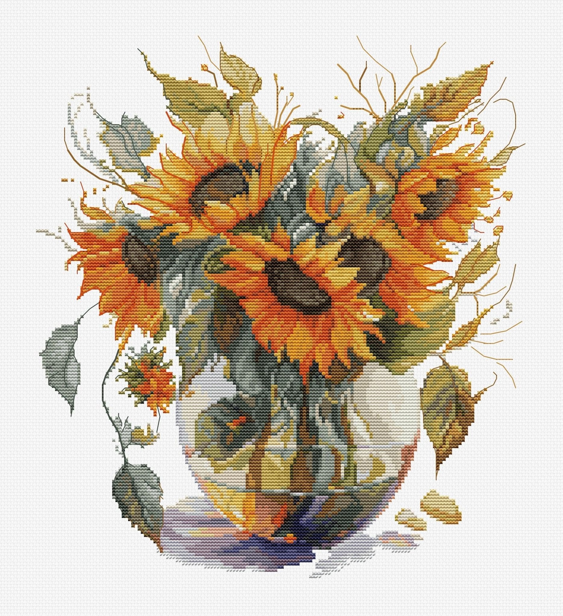 Cross Stitch Kit Luca - S - B7025, Vase with Sunflower - Luca - S Yarns