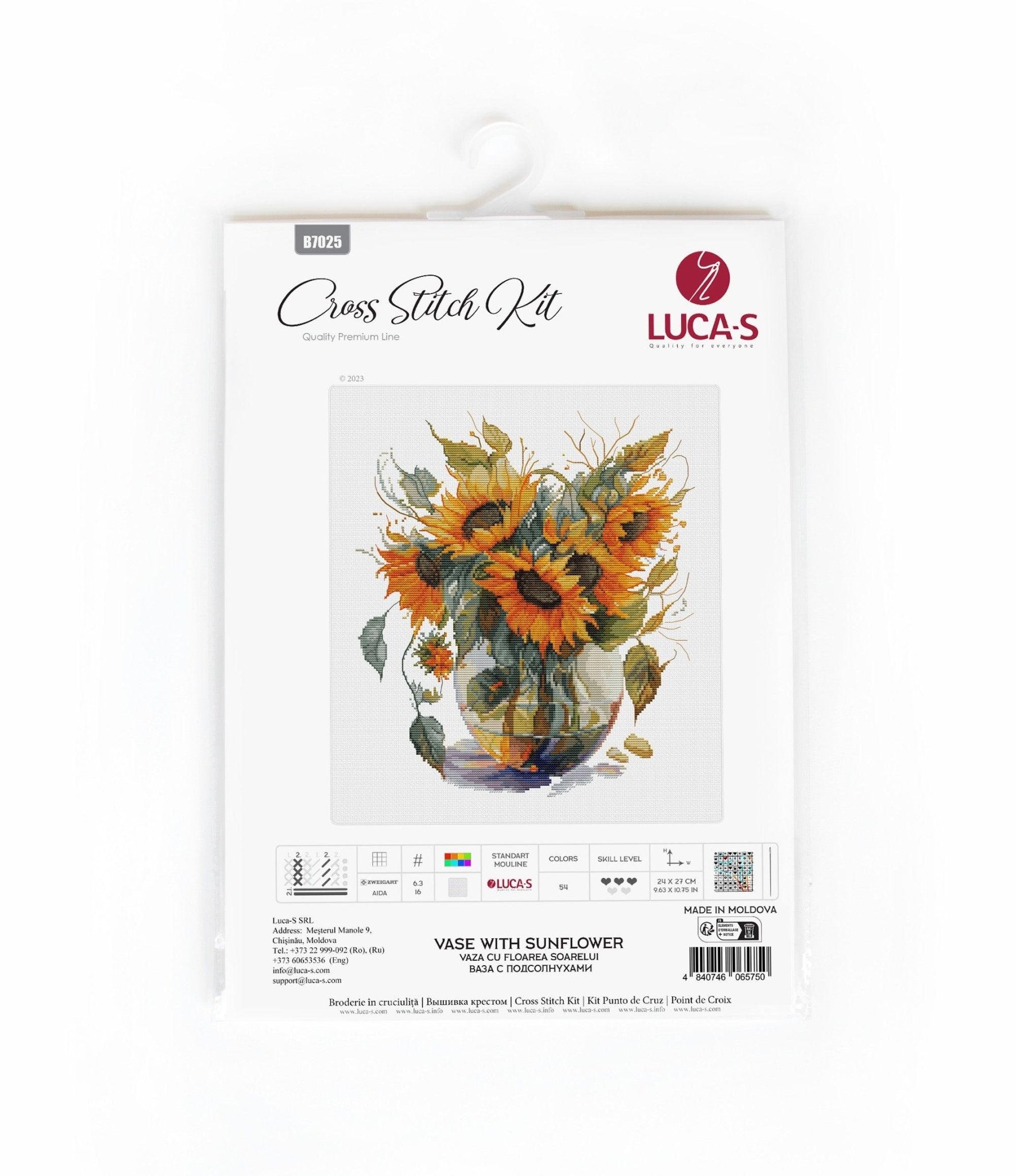 Cross Stitch Kit Luca - S - B7025, Vase with Sunflower - Luca - S Yarns