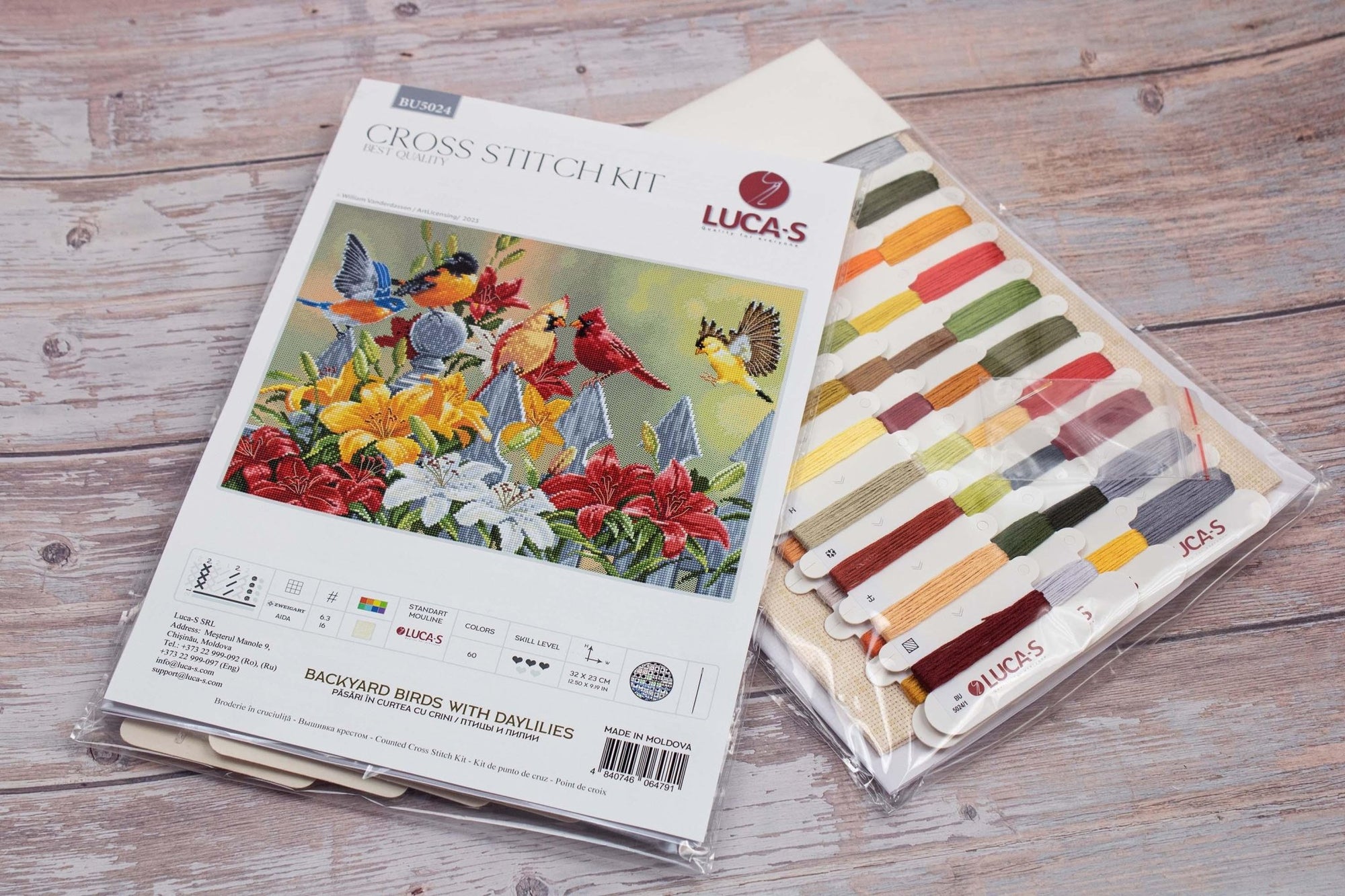 Cross Stitch Kit Luca - S - Backyard Birds with Daylilies, BU5024 - Luca - S Yarns