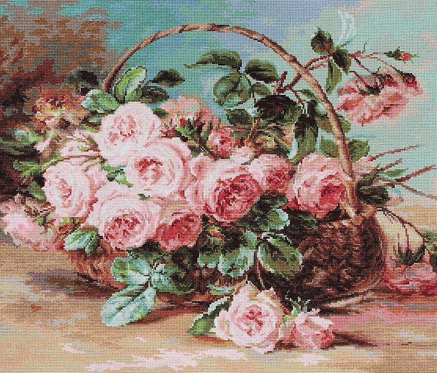 Cross Stitch Kit Luca - S - Basket of pink roses, B547 - Luca - S Yarns