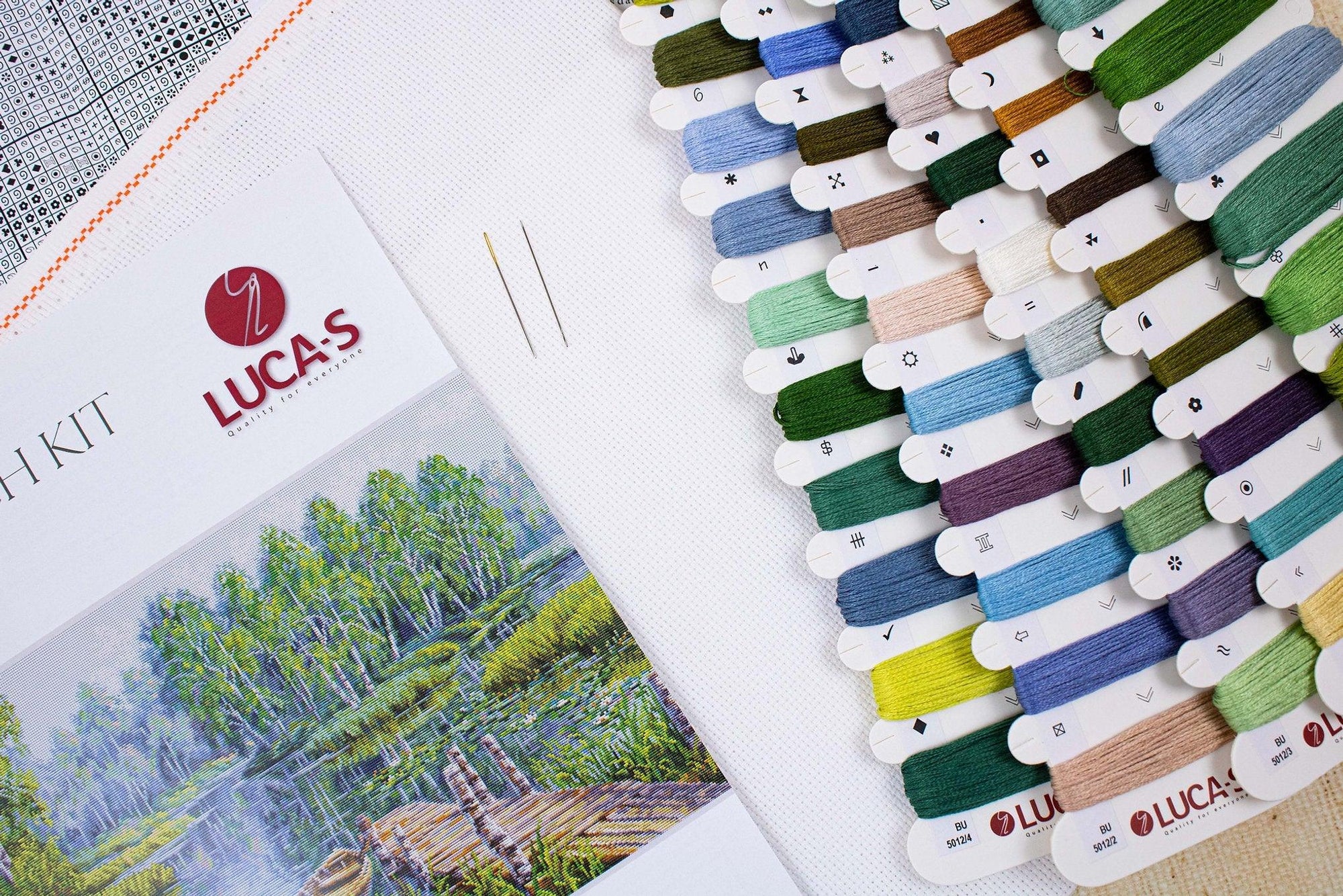 Cross Stitch Kit Luca - S - Birches at the edge of the lake, BU5012 - Luca - S Yarns