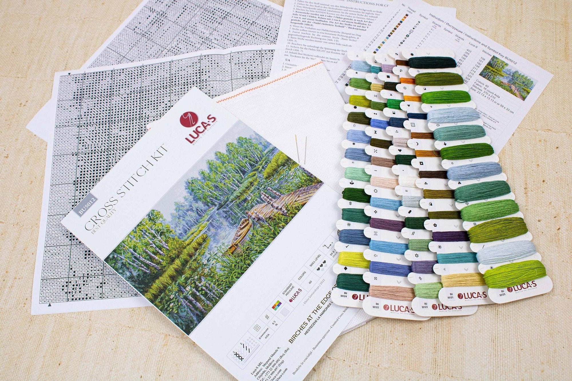 Cross Stitch Kit Luca - S - Birches at the edge of the lake, BU5012 - Luca - S Yarns