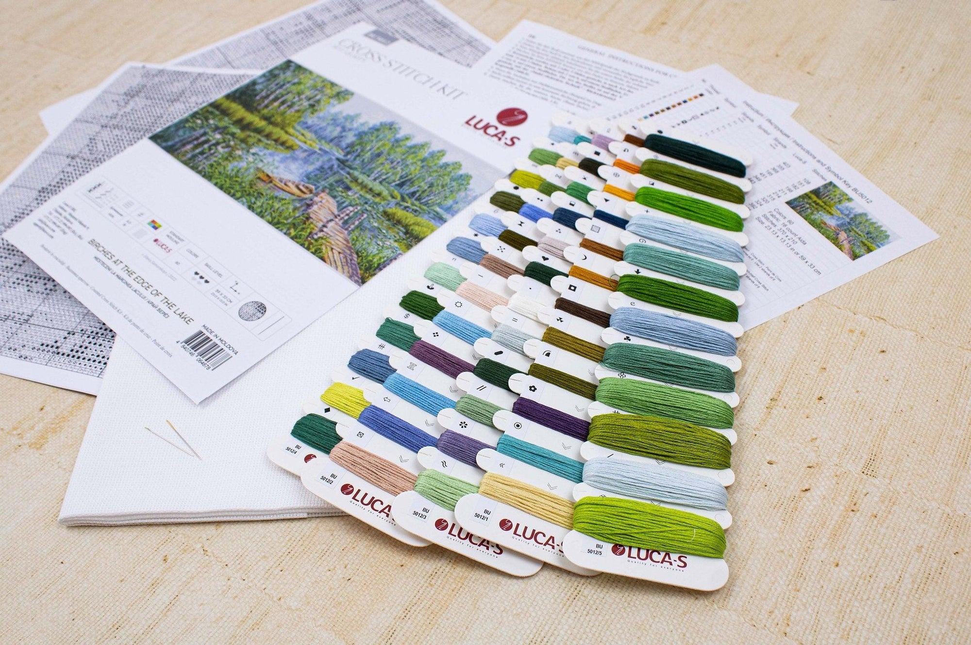 Cross Stitch Kit Luca - S - Birches at the edge of the lake, BU5012 - Luca - S Yarns