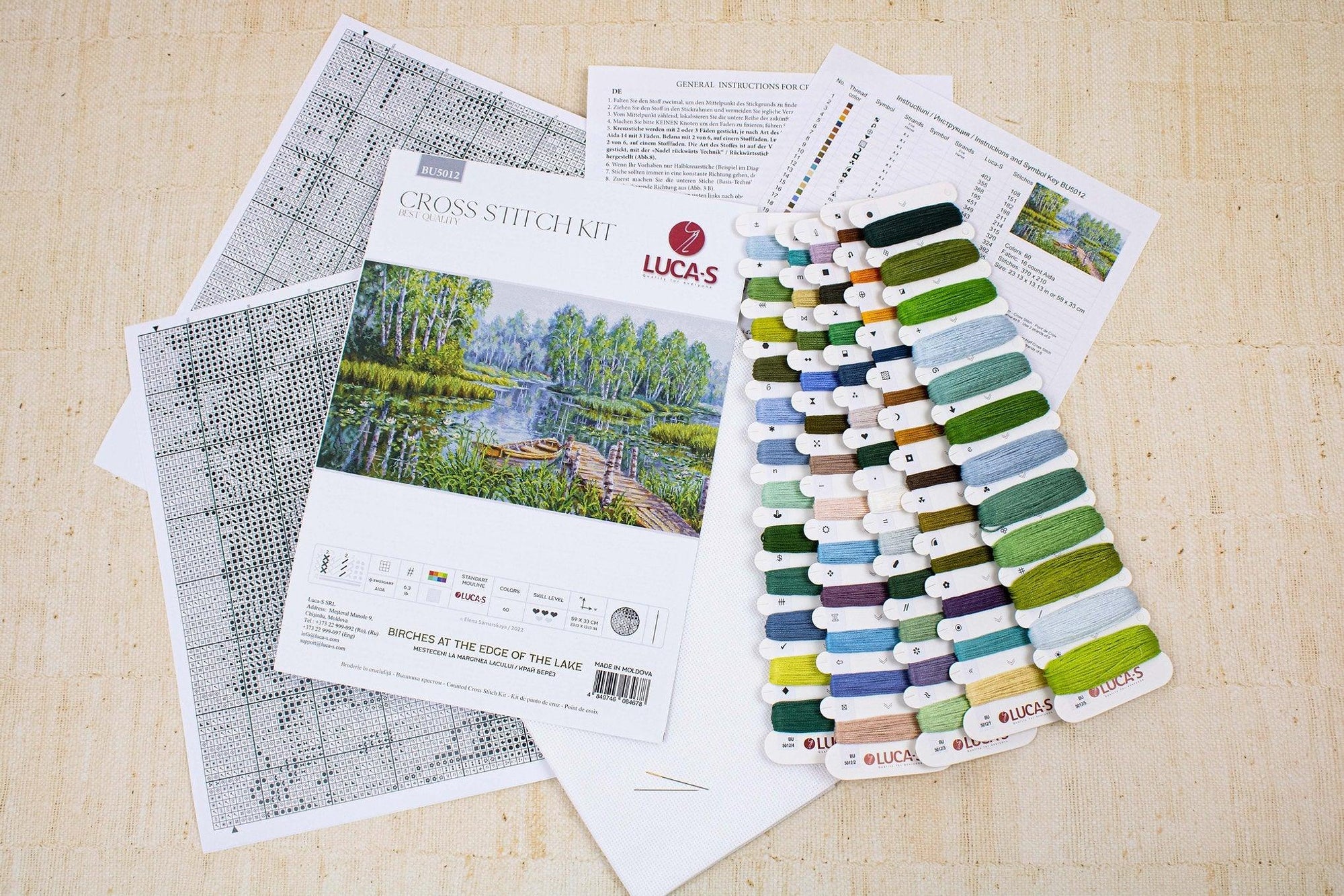 Cross Stitch Kit Luca - S - Birches at the edge of the lake, BU5012 - Luca - S Yarns