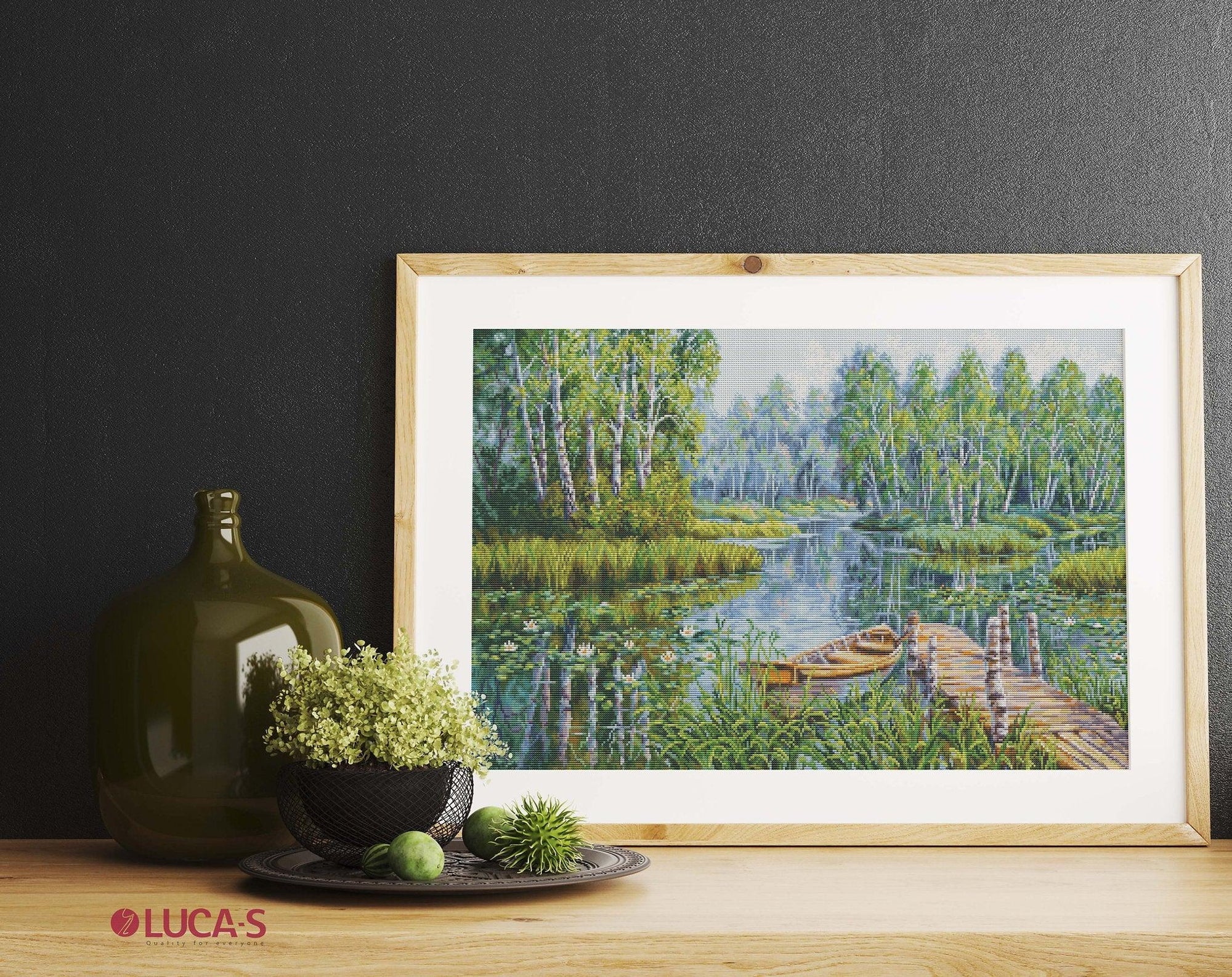 Cross Stitch Kit Luca - S - Birches at the edge of the lake, BU5012 - Luca - S Yarns